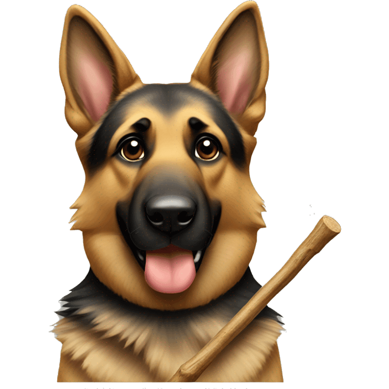 German shepherd with a stick  emoji