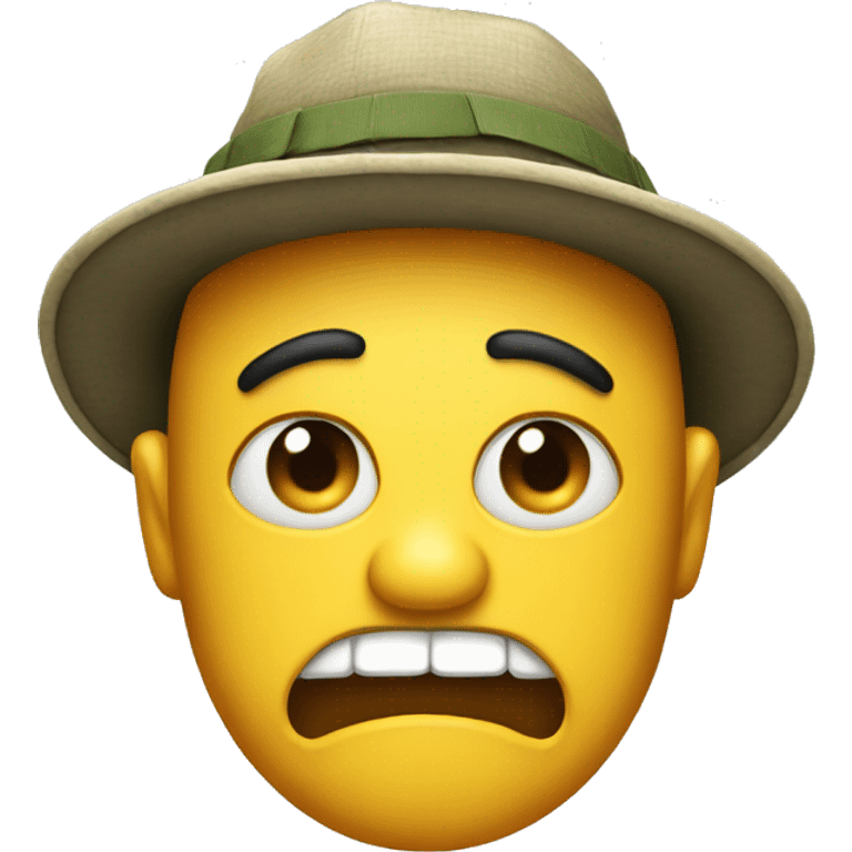 an angry emoji wearing a fishing hat emoji