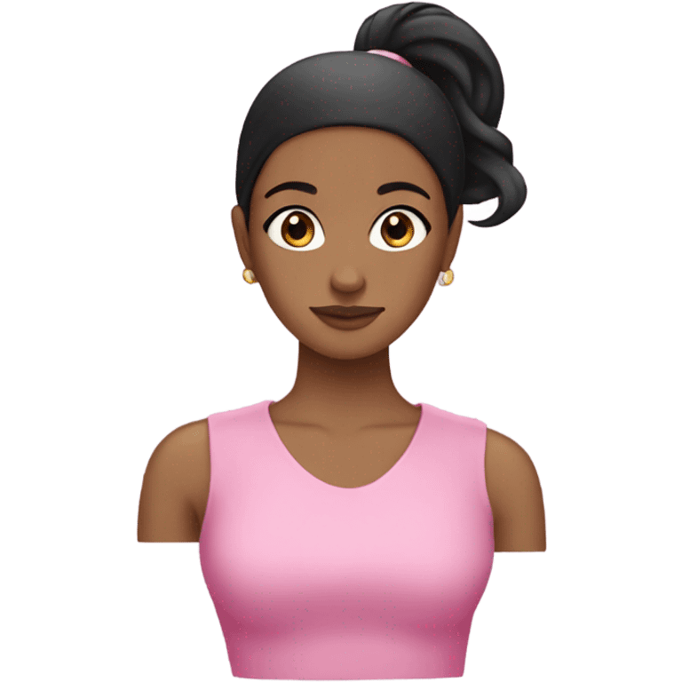 A brown girl with a black pony tail and pink everything  emoji