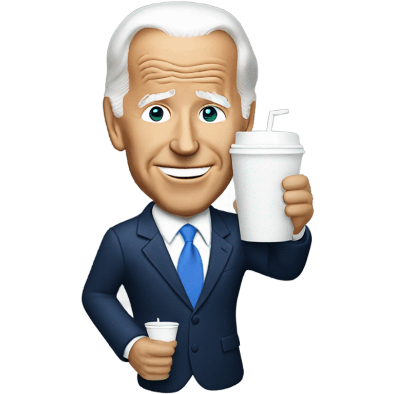 joe biden holding a white foam cup emoji