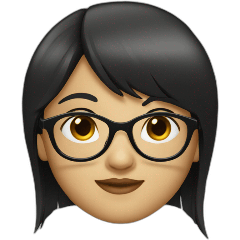 girl,wearing glasses,bangs，black hair,straight hair emoji