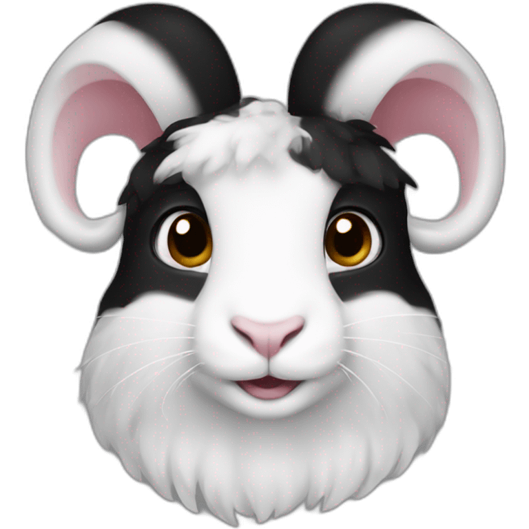 Black and white ram rabbit emoji