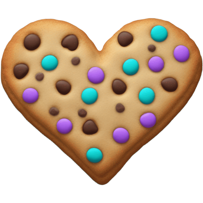 Purple teal chocolate chip heart cookie emoji