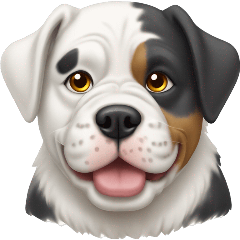 white bulldog and Australian shepherd dog emoji