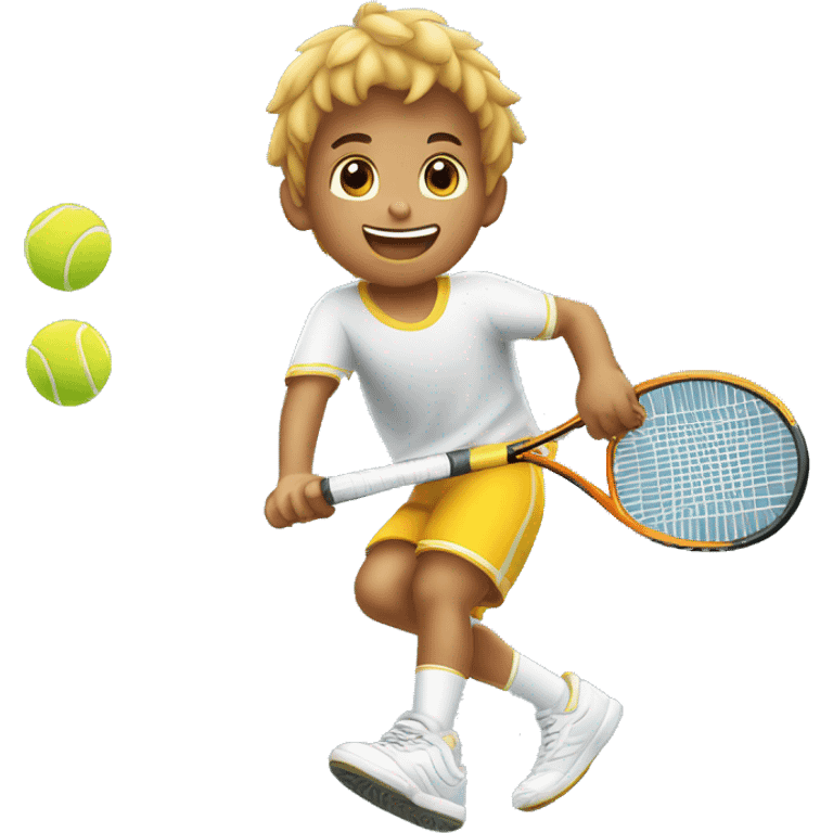 Niño morenito jugando tennis emoji