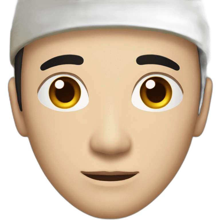 asian man's face in hachimaki with a red circle on his forehead emoji