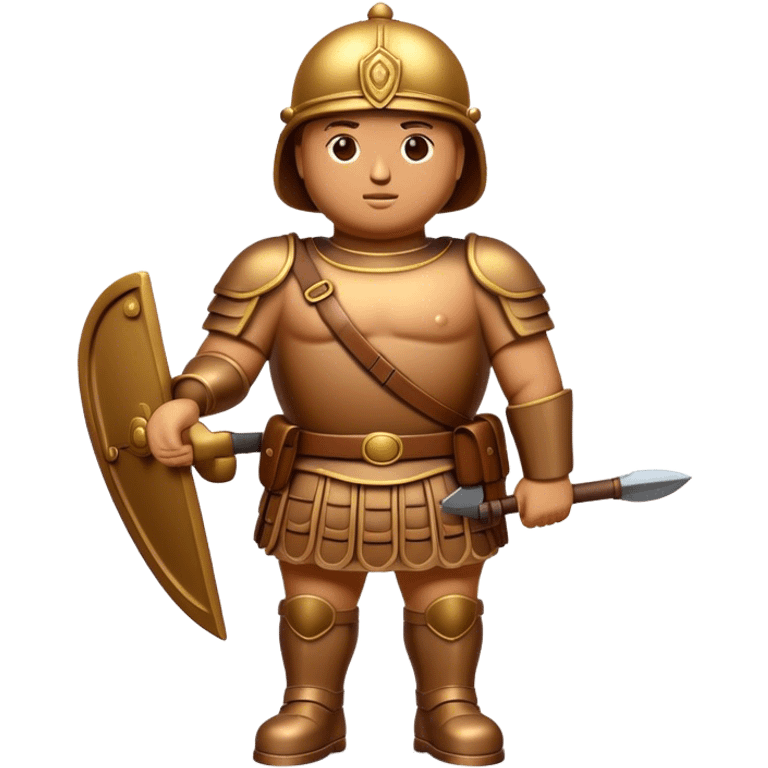 Botero Bronze Roman Soldier Landmark Emoji – Showcasing a stylized, rounded bronze Roman soldier sculpture. emoji