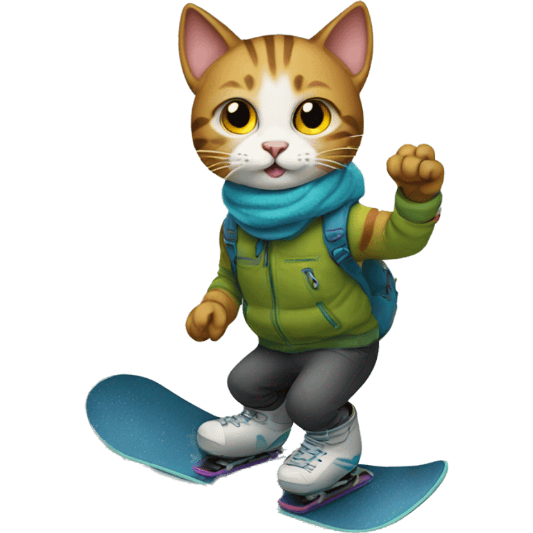 cat on snowboard emoji