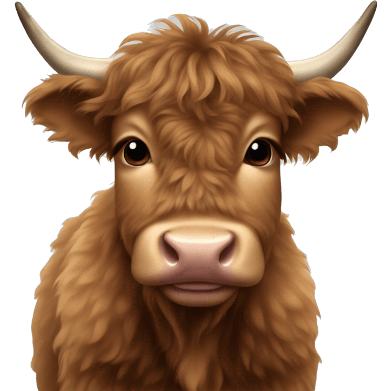 brown fluffy baby scottish cow with a small bow on head emoji