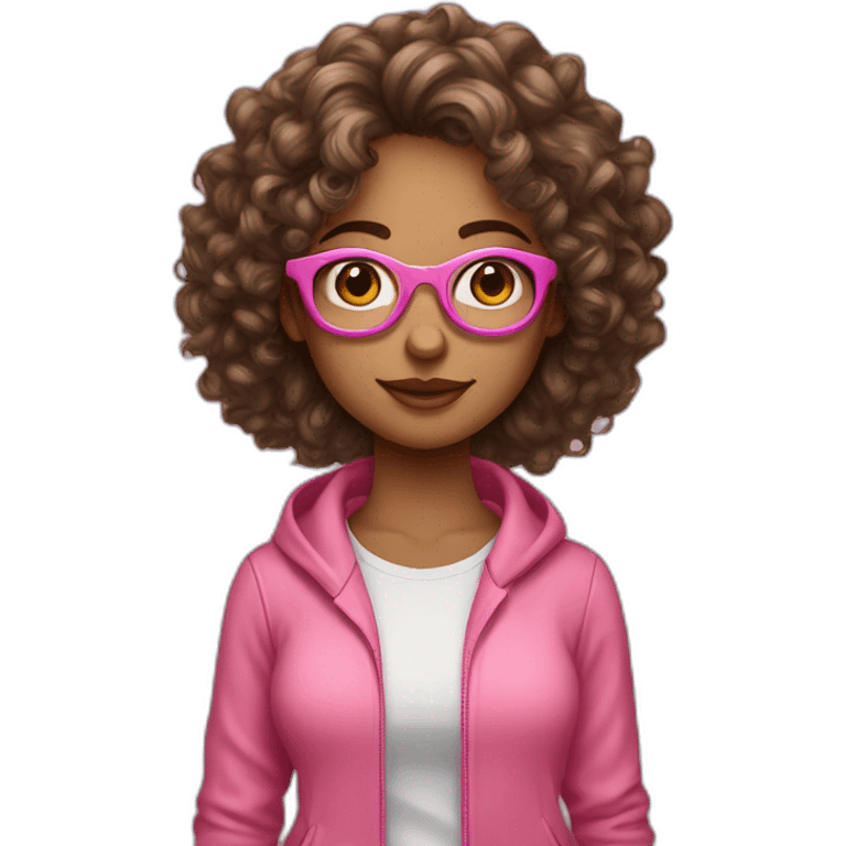 UX designer girl pink clothes curly hair white skin emoji