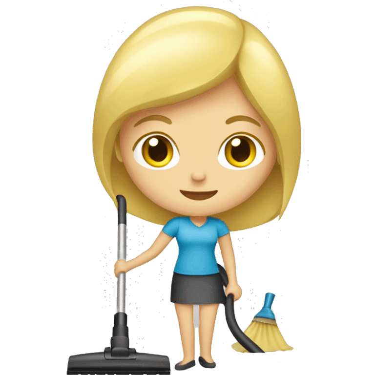 Blonde Caucasian woman vacuuming emoji