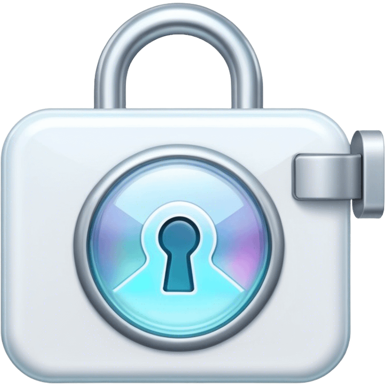 Holographic and glassmorphic white lock emoji