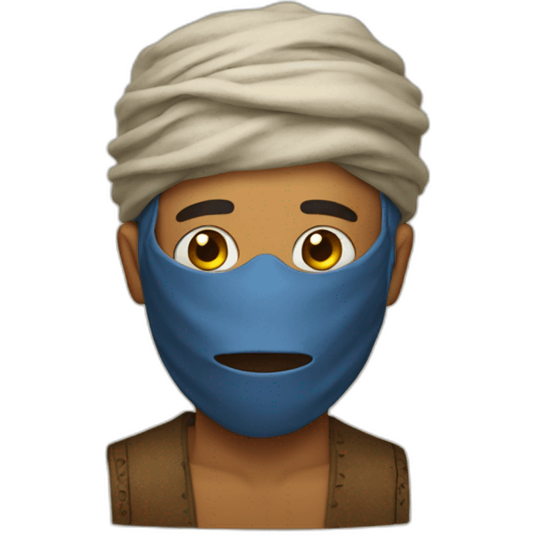 man with his face masked by a bedouin mask emoji