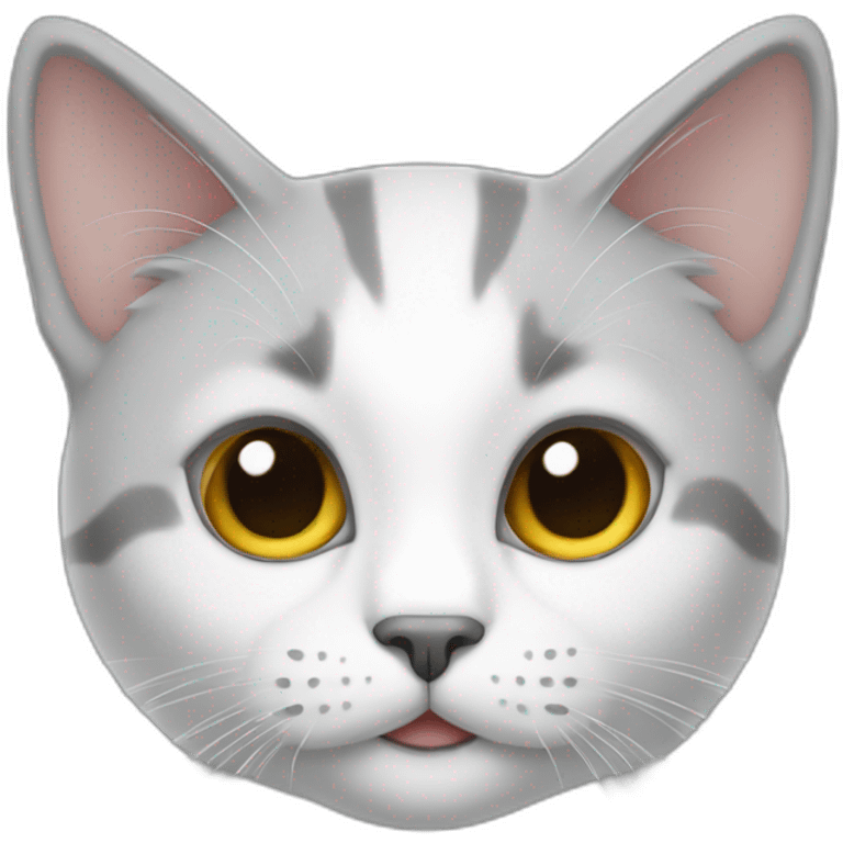 one cat grey and white emoji