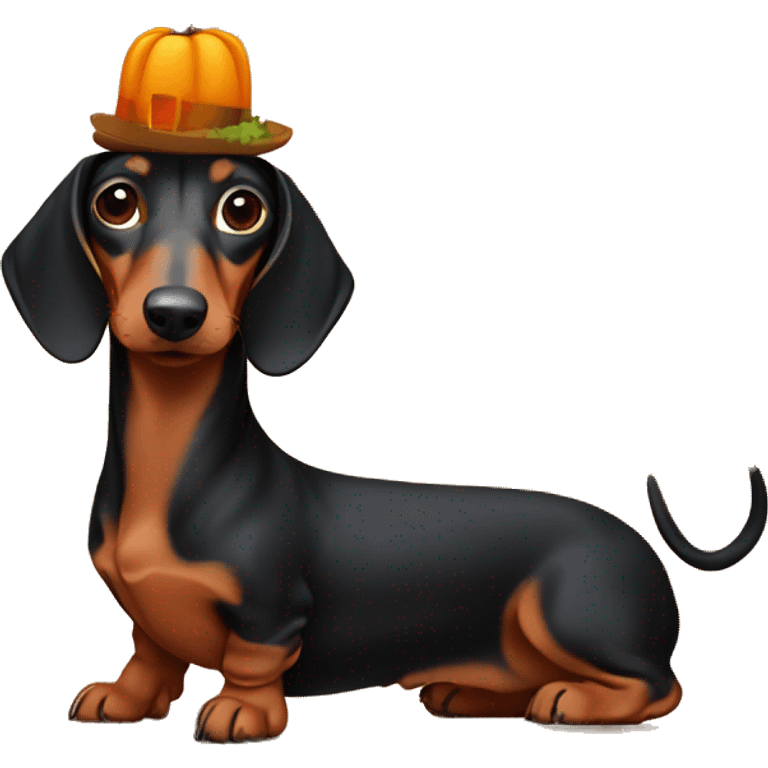 Dachshund ready for Thanksgiving  emoji