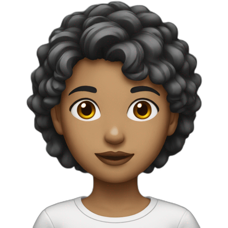 girl with wolfcut hair black emoji