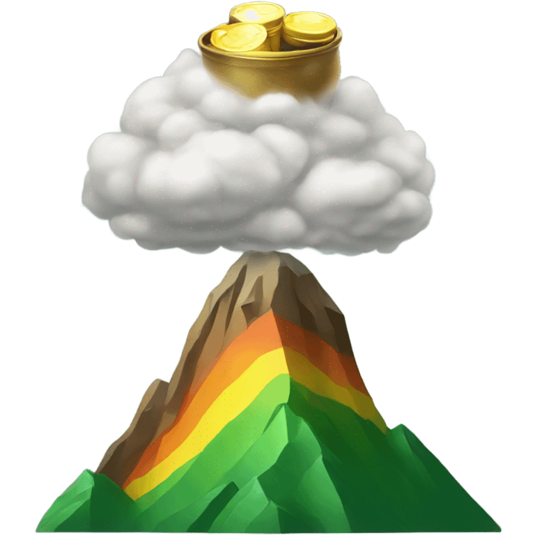 Mountain with pot of gold on top emoji