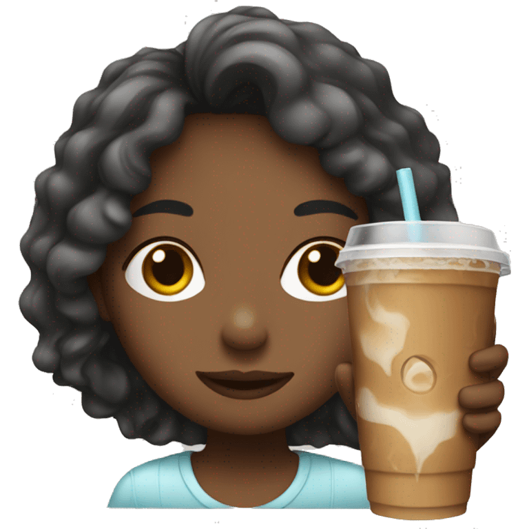 Girl with iced coffee emoji