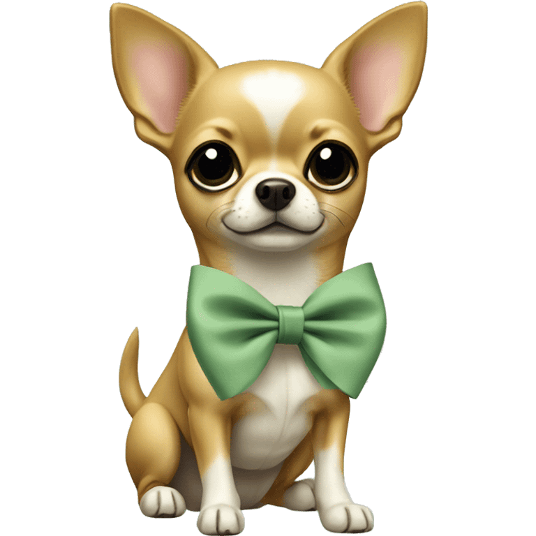 Chihuahua with sage green bow  emoji