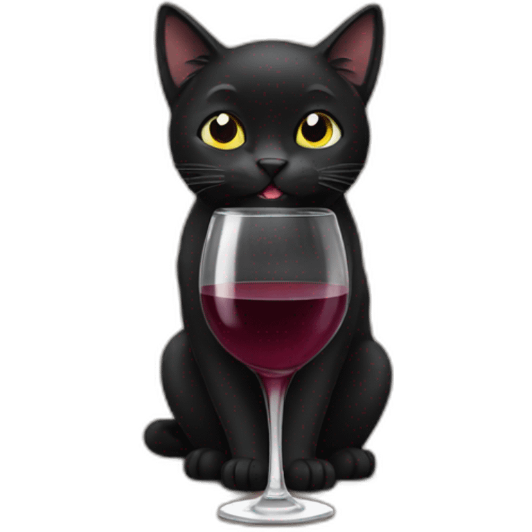 Black cat drinking wine emoji