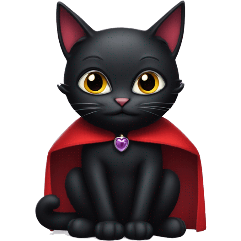 black cat in Dracula costume sitting emoji