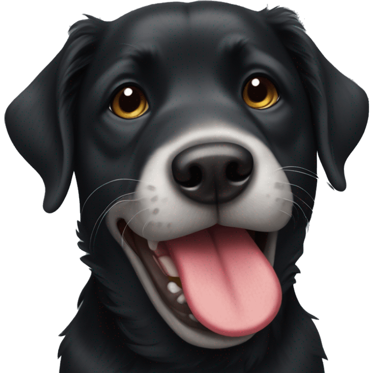 Black dog with tongue sticking out  emoji