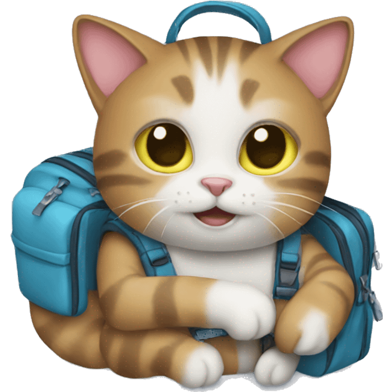 Cat with a bag pack  emoji