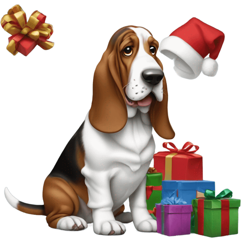 Basset hound ripping presents  emoji