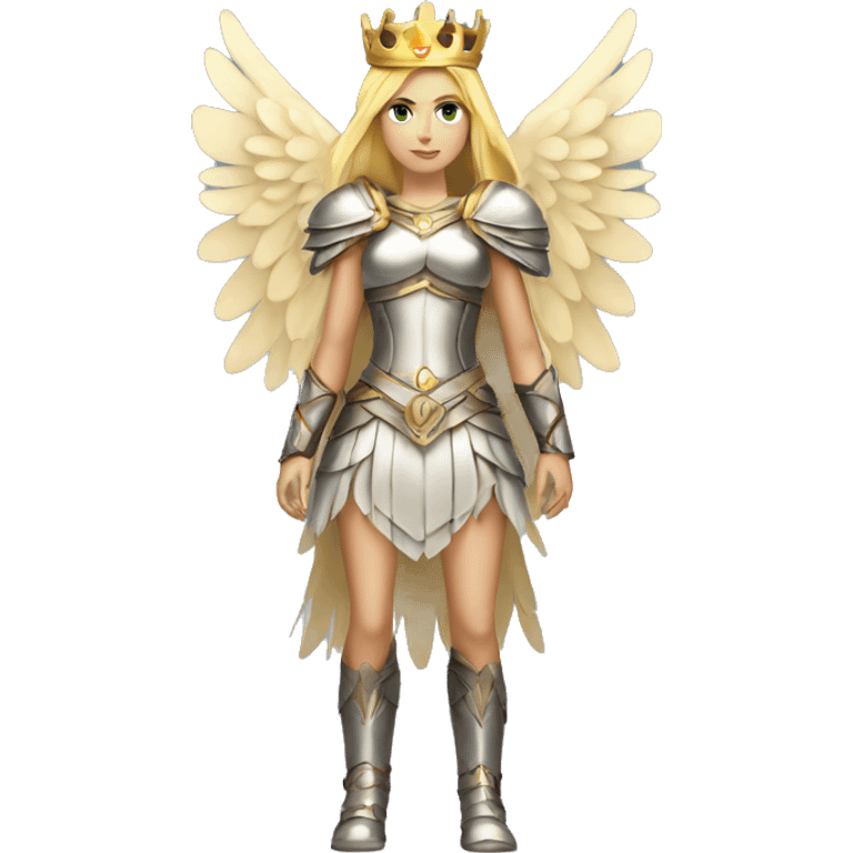 Blond Valkyrie full body with crown with wings emoji