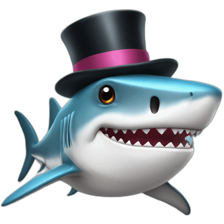 Shark with a top hat emoji