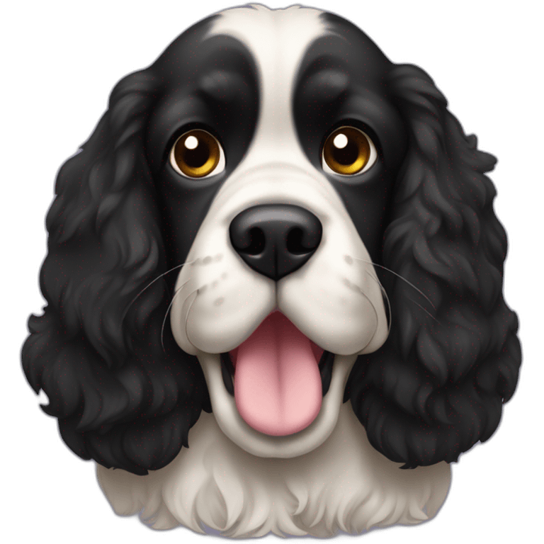 Black fat spaniel furry dog with floppy long ears emoji