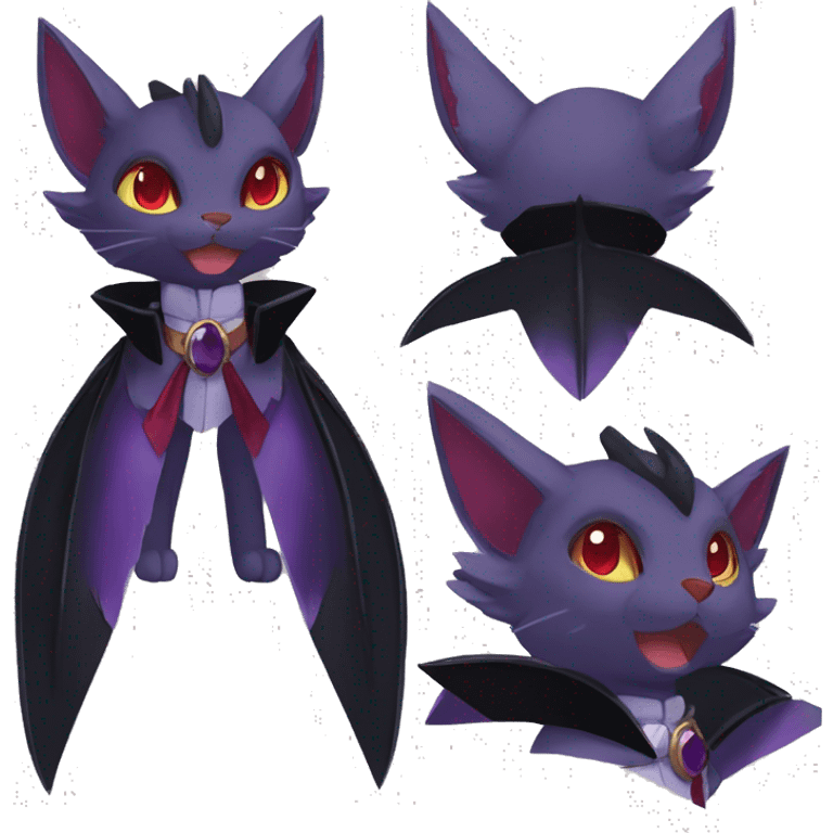  Cool cute edgy black purple red ethereal fantasy beautiful elegant nargacuga-Noivern-cat-Fakemon collar harness bow tie and bracers full body emoji