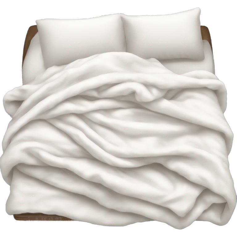 thick white messy blanket lying on doube bed emoji