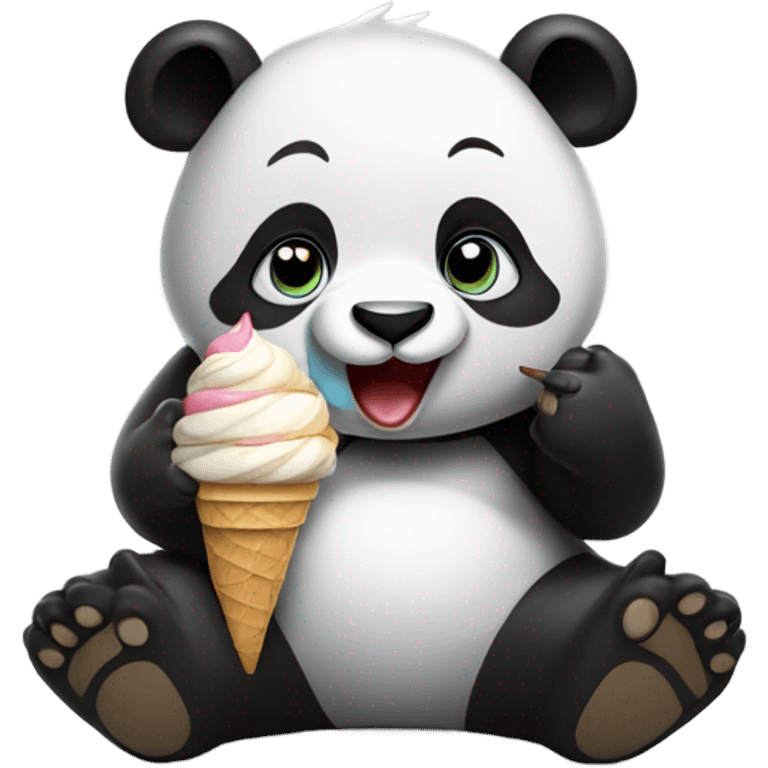 Panda eating ice cream emoji