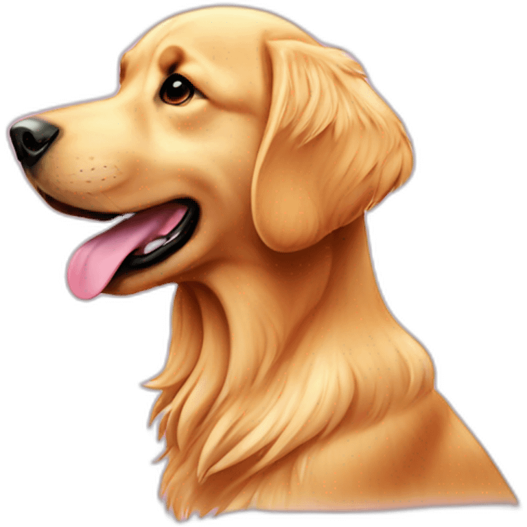 Golden retriever dog with pink colour emoji