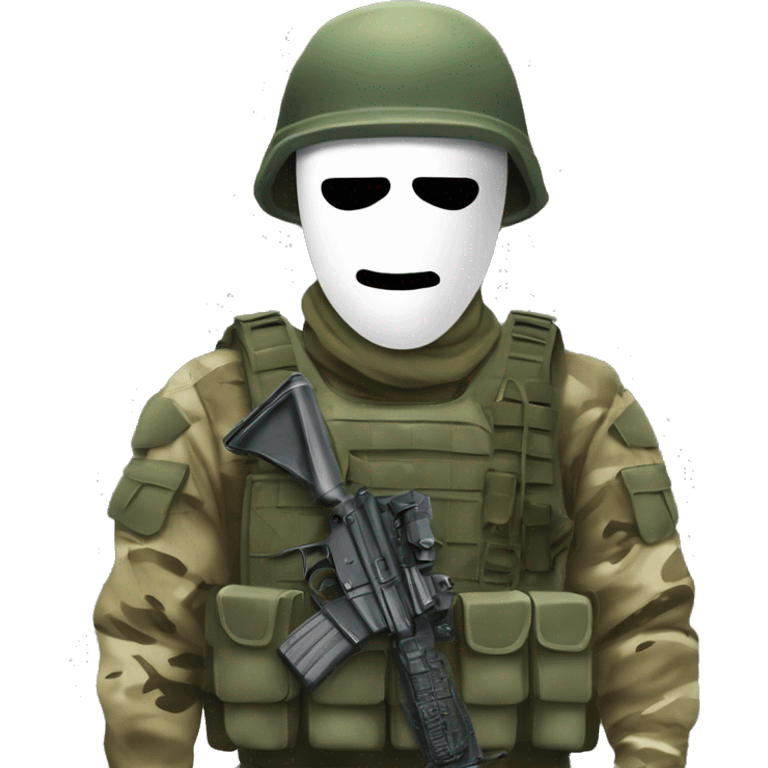 soldado com mascara de ghost com fones tatico militar  emoji