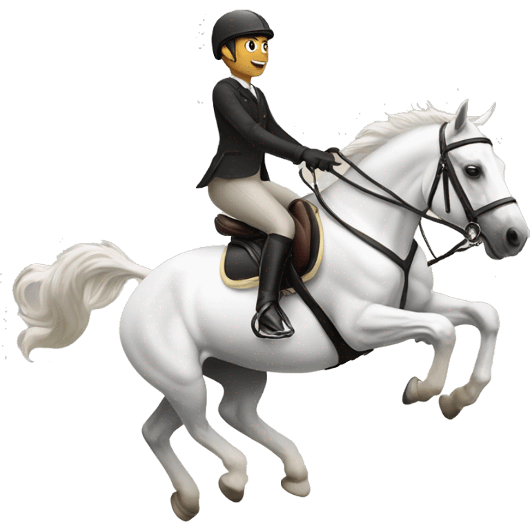 Rider and white horse jumping emoji