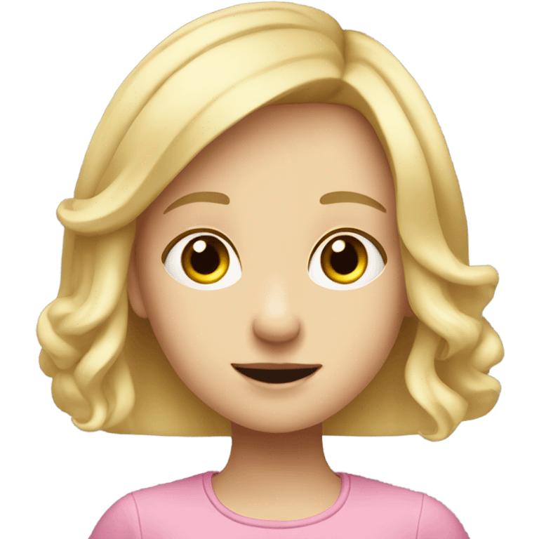 Little blonde girl watching an iPad ￼ emoji