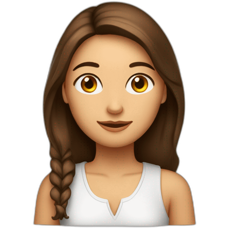 fille-brune-aux-yeux-marrons-en-tenue-étudiante emoji