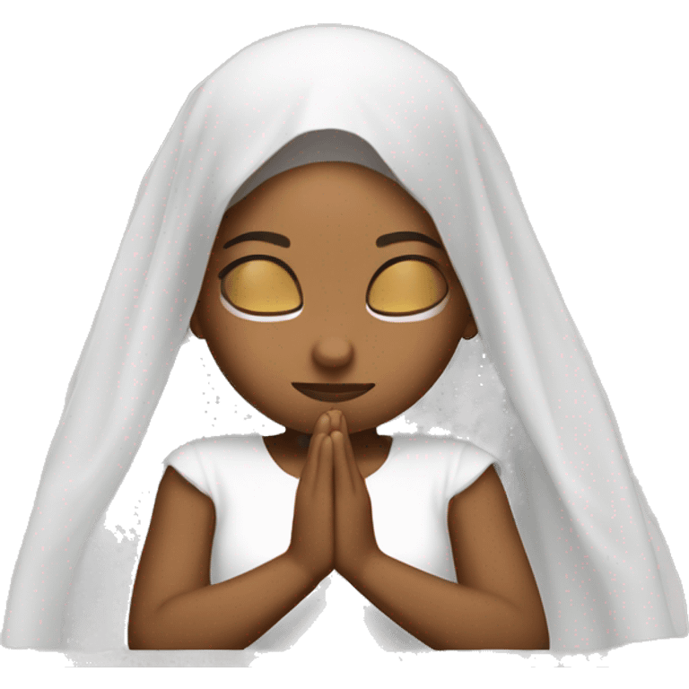 Caramel skin Girl praying for with white veil  emoji