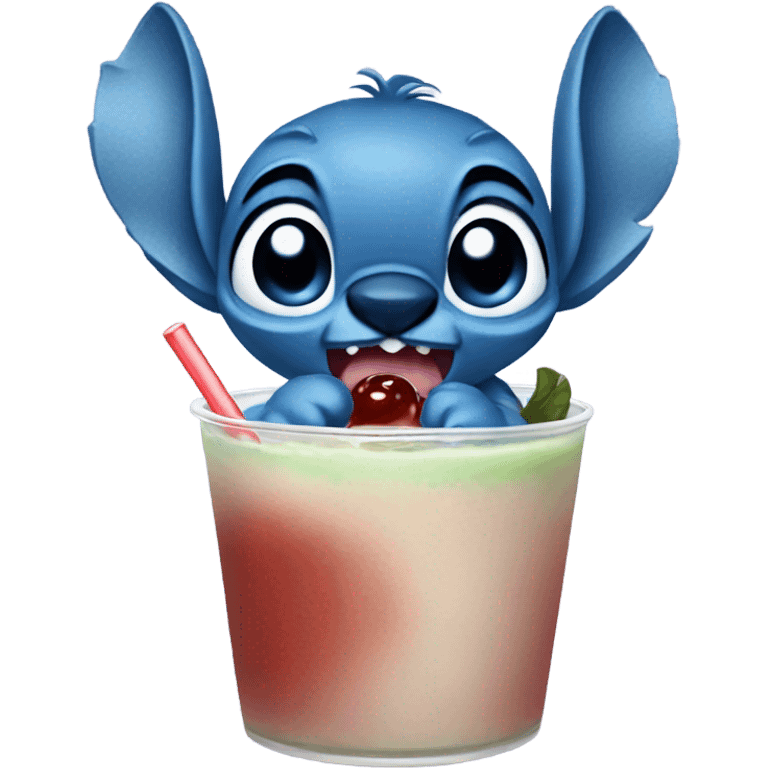 stitch drinking boba emoji