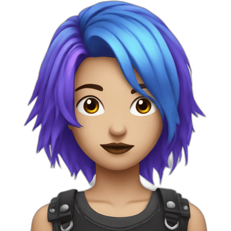 Blue purple hair punk girl emoji