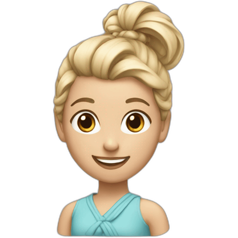 blonde girl smiling with a top knot hairstyle  emoji