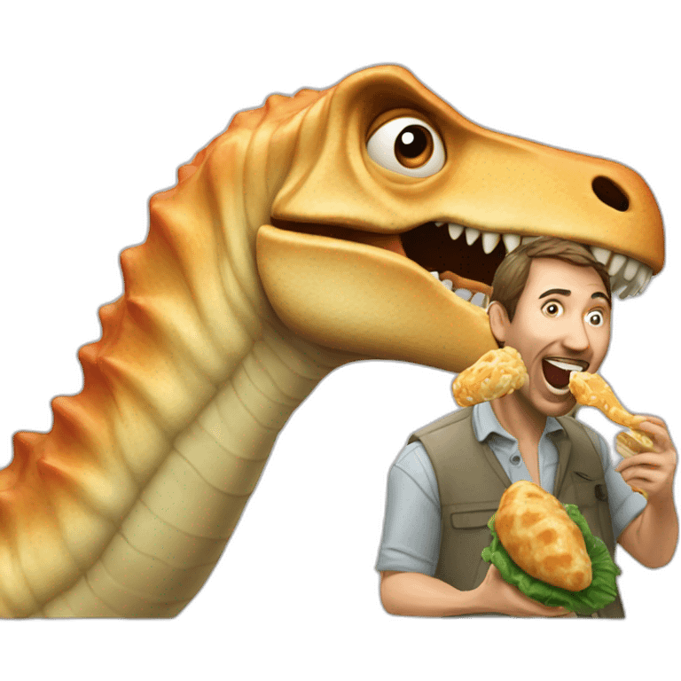 crazy man eating perogis on a dinosaur emoji