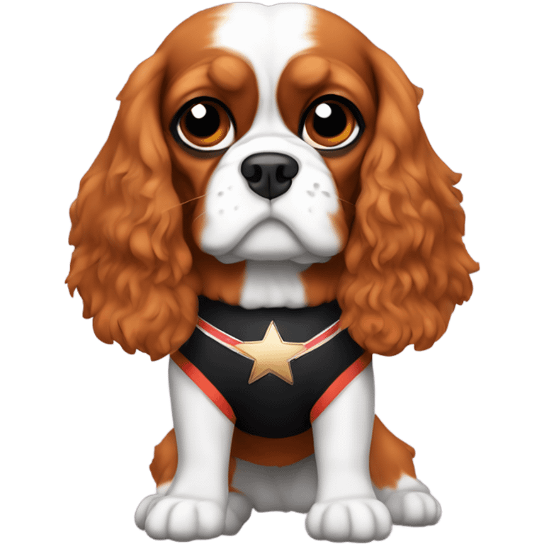 Cavalier King Charles wearing a wrestling outfit  emoji