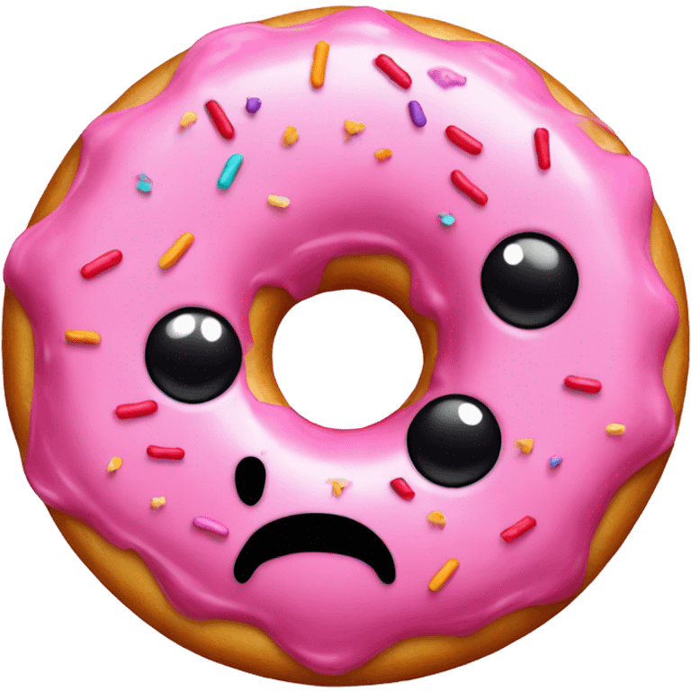 pink donut with black hairs on it emoji