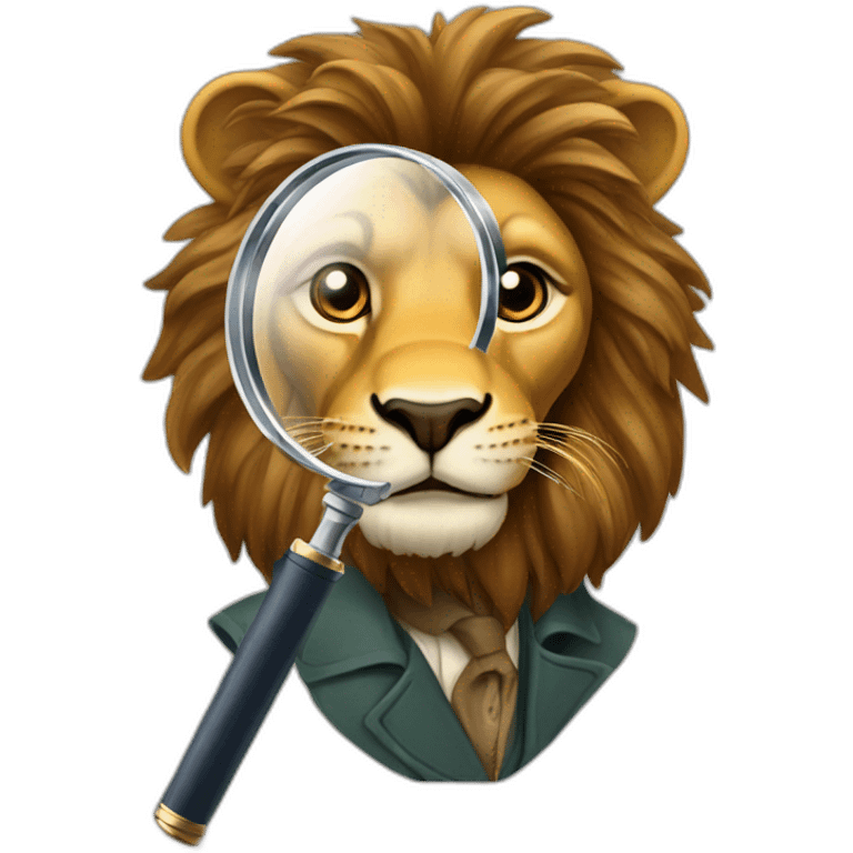 lion sherlock holmes magnifying glass emoji