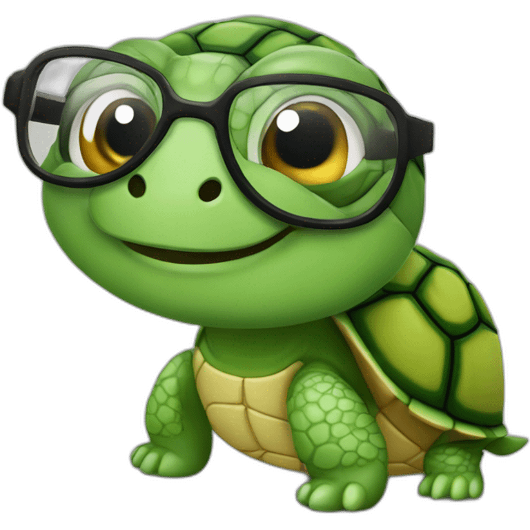 Turtle with glasses and curly hairs emoji