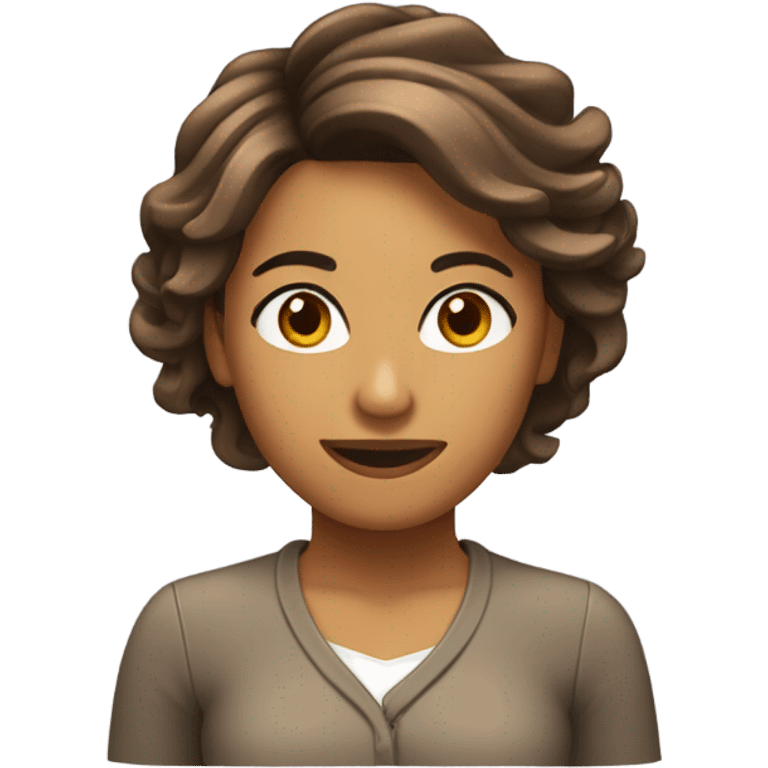 Chica de pelo lacio cafe  emoji