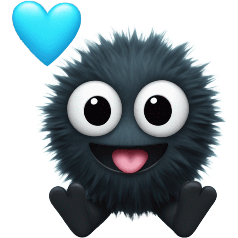 Soot sprite holding pastel blue heart emoji